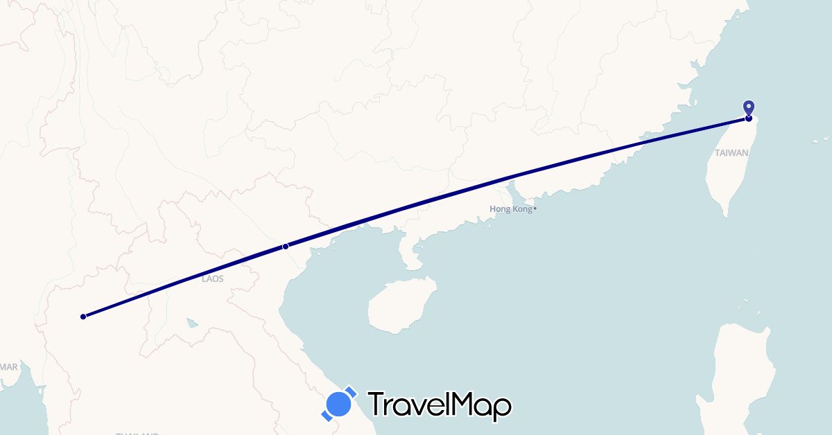 TravelMap itinerary: driving in Thailand, Taiwan, Vietnam (Asia)